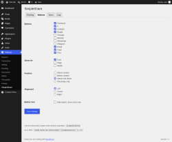 Page screenshot: Settings &rarr; SimpleShare &rarr; Buttons