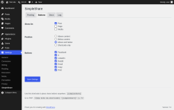 Page screenshot: Settings &rarr; SimpleShare &rarr; Buttons
