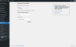 Page screenshot: Settings &rarr; Simply Excerpts Settings