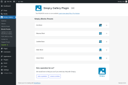 Page screenshot: SimpLy Gallery → Blocks Presets