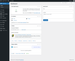 Page screenshot: Dashboard ‹ Test site — WordPress