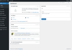 Page screenshot: Dashboard &lsaquo; Test site &mdash; WordPress