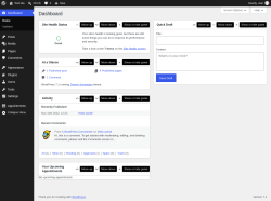 Page screenshot: Dashboard &lsaquo; Test site &mdash; WordPress
