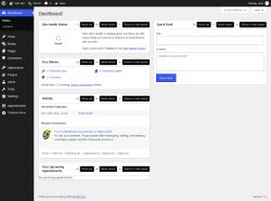 Page screenshot: Dashboard &lsaquo; Test site &mdash; WordPress