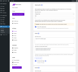 Page screenshot: Simply Static → Settings