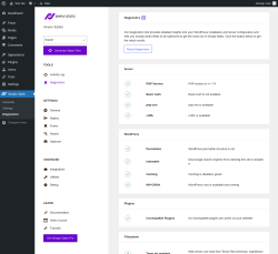 Page screenshot: Simply Static → Diagnostics