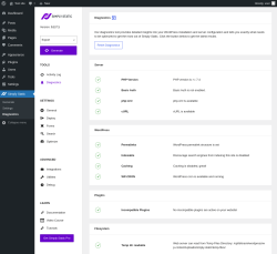 Page screenshot: Simply Static → Diagnostics