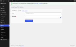 Page screenshot: Sirv Account &lsaquo; Test site &mdash; WordPress
