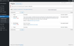 Page screenshot: Plugins ‹ Test site — WordPress