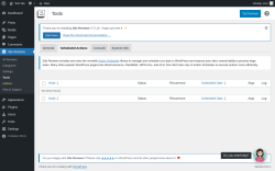 Page screenshot: Site Reviews  → Tools → Scheduled Actions