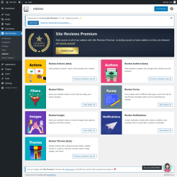 Page screenshot: Site Reviews  → Addons