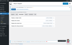 Page screenshot: Site Reviews  → Help & Support → Shortcodes