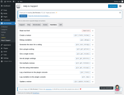 Page screenshot: Site Reviews  → Help & Support → Functions