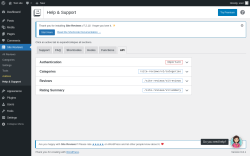 Page screenshot: Site Reviews  → Help & Support → API