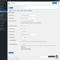 Page screenshot: Site Reviews  → Settings → Reviews