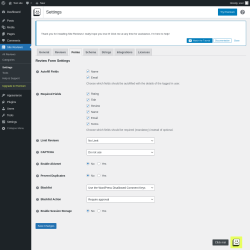Page screenshot: Site Reviews  &rarr; Settings &rarr; Forms