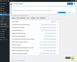 Page screenshot: Site Reviews  &rarr; Help & Support &rarr; Hooks