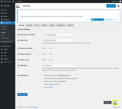 Page screenshot: Site Reviews  &rarr; Settings