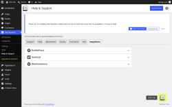 Page screenshot: Site Reviews  &rarr; Help & Support &rarr; Integrations