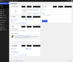Page screenshot: Dashboard &lsaquo; Test site &mdash; WordPress