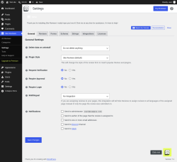 Page screenshot: Site Reviews  &rarr; Settings