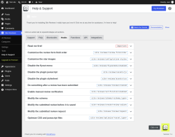 Page screenshot: Site Reviews  &rarr; Help & Support &rarr; Hooks