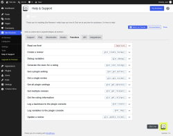 Page screenshot: Site Reviews  &rarr; Help & Support &rarr; Functions