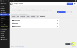 Page screenshot: Site Reviews  &rarr; Help & Support &rarr; Integrations