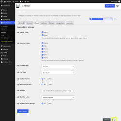 Page screenshot: Site Reviews  &rarr; Settings &rarr; Forms