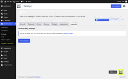 Page screenshot: Site Reviews  &rarr; Settings &rarr; Licenses