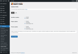 Page screenshot: SiteGuard &rarr; Updates Notify