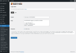 Page screenshot: SiteGuard &rarr; Login Alert