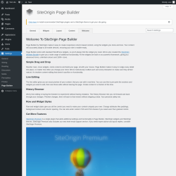 Page screenshot: SiteOrigin Page Builder &lsaquo; Test site &mdash; WordPress