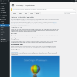 Page screenshot: SiteOrigin Page Builder ‹ Test site — WordPress