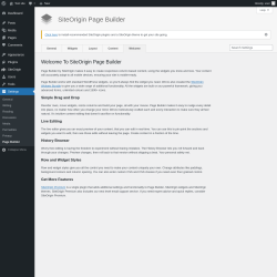 Page screenshot: SiteOrigin Page Builder ‹ Test site — WordPress