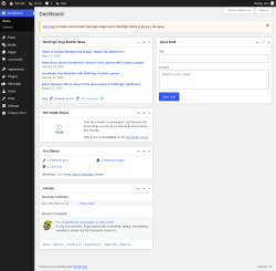Page screenshot: Dashboard &lsaquo; Test site &mdash; WordPress
