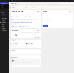 Page screenshot: Dashboard &lsaquo; Test site &mdash; WordPress