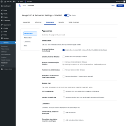 Page screenshot: SiteSEO → Advanced → Appearance