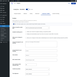 Page screenshot: SiteSEO → Analytics → Cookie bar / GDPR
