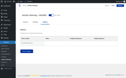 Page screenshot: SiteSEO → Instant Indexing → History