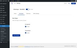 Page screenshot: SiteSEO → Sitemaps → Post types