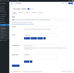 Page screenshot: SiteSEO → Titles & Metas