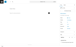 Page screenshot: Add Post ‹ Test site — WordPress