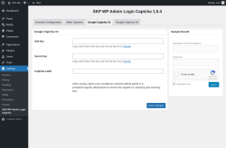 Page screenshot: Settings → SKP WP Admin Login Captcha → Google Captcha V2