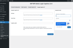 Page screenshot: Settings → SKP WP Admin Login Captcha → Google Captcha V3