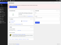 Page screenshot: Dashboard &lsaquo; Test site &mdash; WordPress