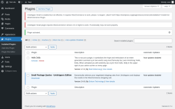 Page screenshot: Plugins ‹ Test site — WordPress
