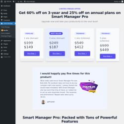 Page screenshot: Smart Manager →    Go Pro