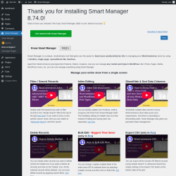 Page screenshot: Smart Manager ‹ Test site — WordPress