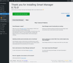 Page screenshot: Smart Manager → Docs & Support → 
				FAQ's			